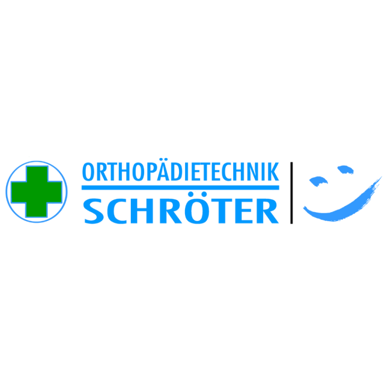 Logo von Orthopädietechnik Schröter mit einem Kreuz und einem lächelnden Gesicht.