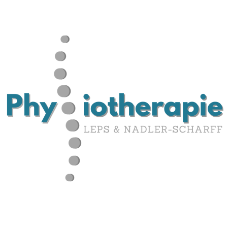 Logo der Physiotherapie Leps & Nader-Scharpf, Schriftzug in Blau und Grau.